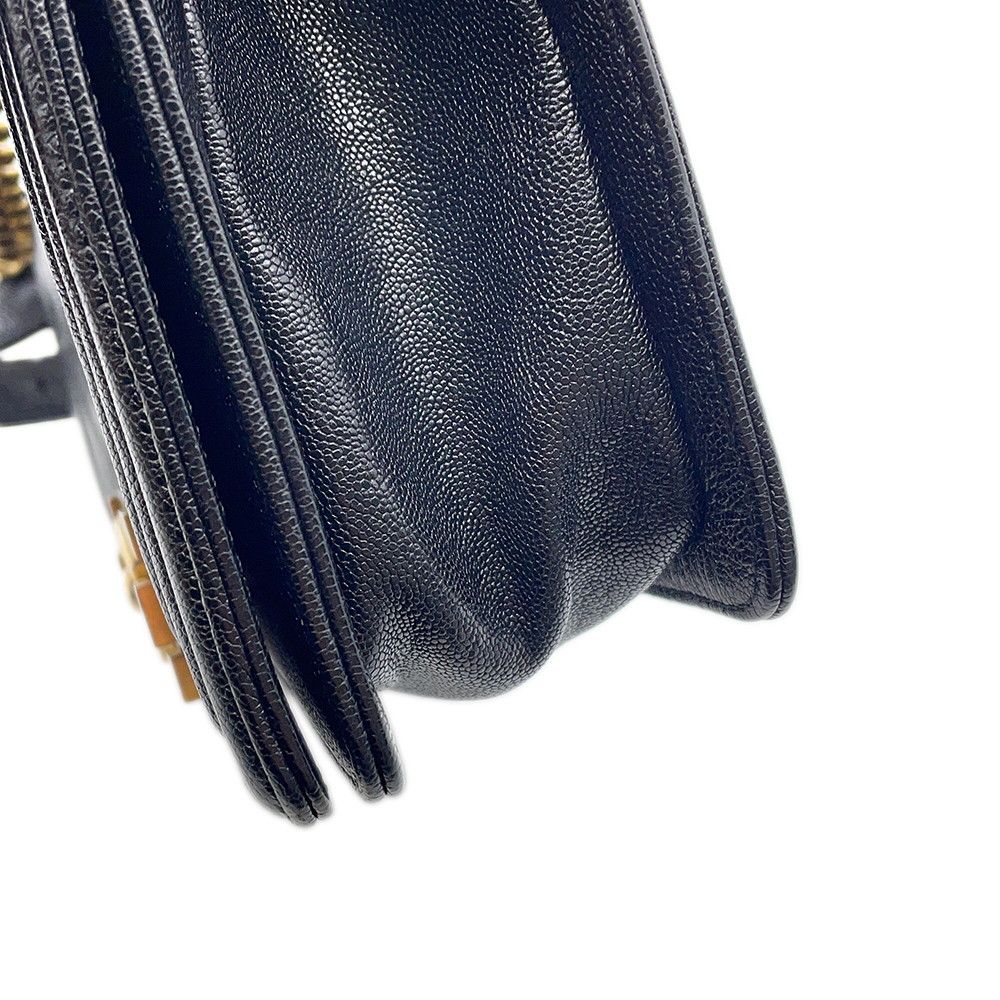 Chanel Chain Shoulder Bag Boy Small Quilted CC Logo Caviar Leather Black — view 9