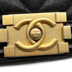 Chanel Chain Shoulder Bag Boy Small Quilted CC Logo Caviar Leather Black — view 7