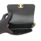 Chanel Chain Shoulder Bag Quilted Mini Flap CC Logo Lambskin Black — view 5