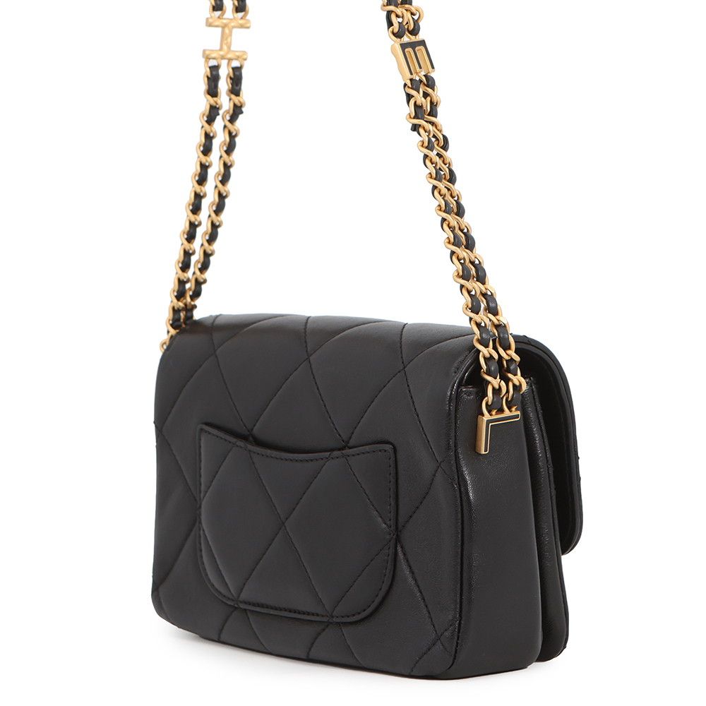 Chanel Chain Shoulder Bag Quilted Mini Flap CC Logo Lambskin Black — view 2