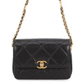 Chanel Chain Shoulder Bag Quilted Mini Flap CC Logo Lambskin Black