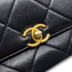 Chanel Chain Shoulder Bag Quilted Mini Flap CC Logo Lambskin Black — view 7