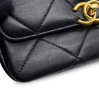 Chanel Chain Shoulder Bag Quilted Mini Flap CC Logo Lambskin Black — view 6