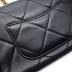 Chanel Chain Shoulder Bag Quilted Mini Flap CC Logo Lambskin Black — view 8