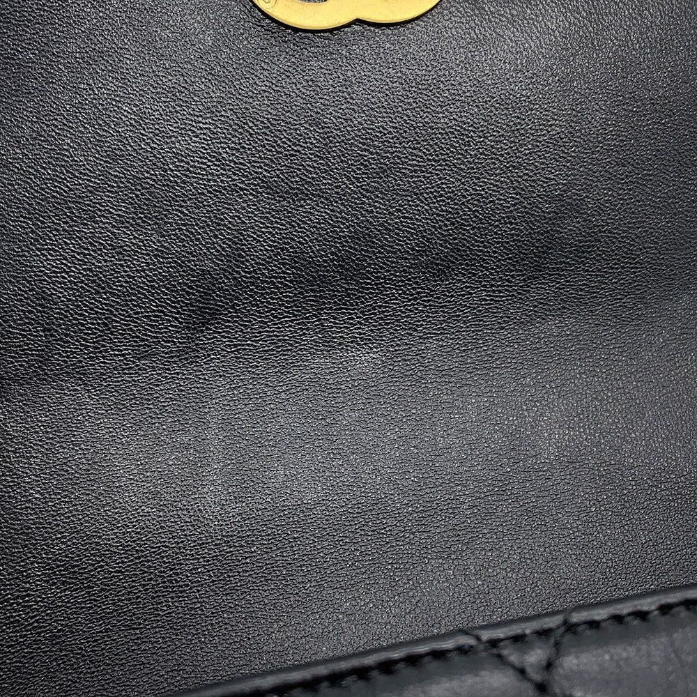 Chanel Chain Shoulder Bag Quilted Mini Flap CC Logo Lambskin Black — view 9