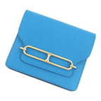 Hermes Wallet Roulis Slim Blue Frida Gold Chevre Misor