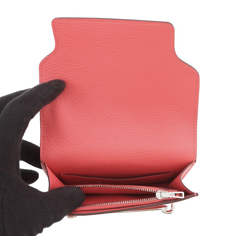 Hermes Wallet Roulis Slim Rose Texas Silver Chevre Misor — view 5