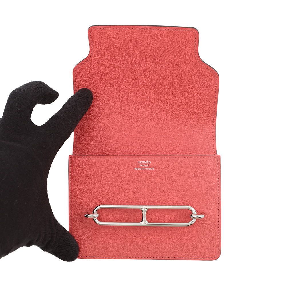 Hermes Wallet Roulis Slim Rose Texas Silver Chevre Misor — view 4