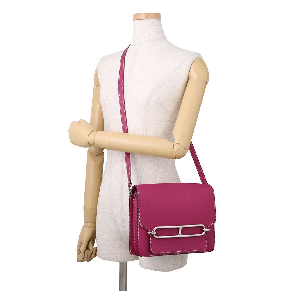 Hermes Sac Roulis 23 Rose Purple Silver Shoulder — view 4