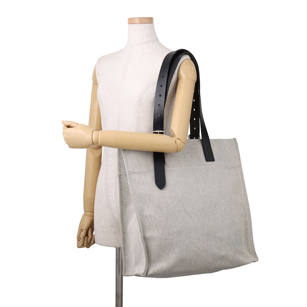 Hermes Tote Etriviere Shopping Ecru Black Silver Toile Ash Vache Hunter — view 4