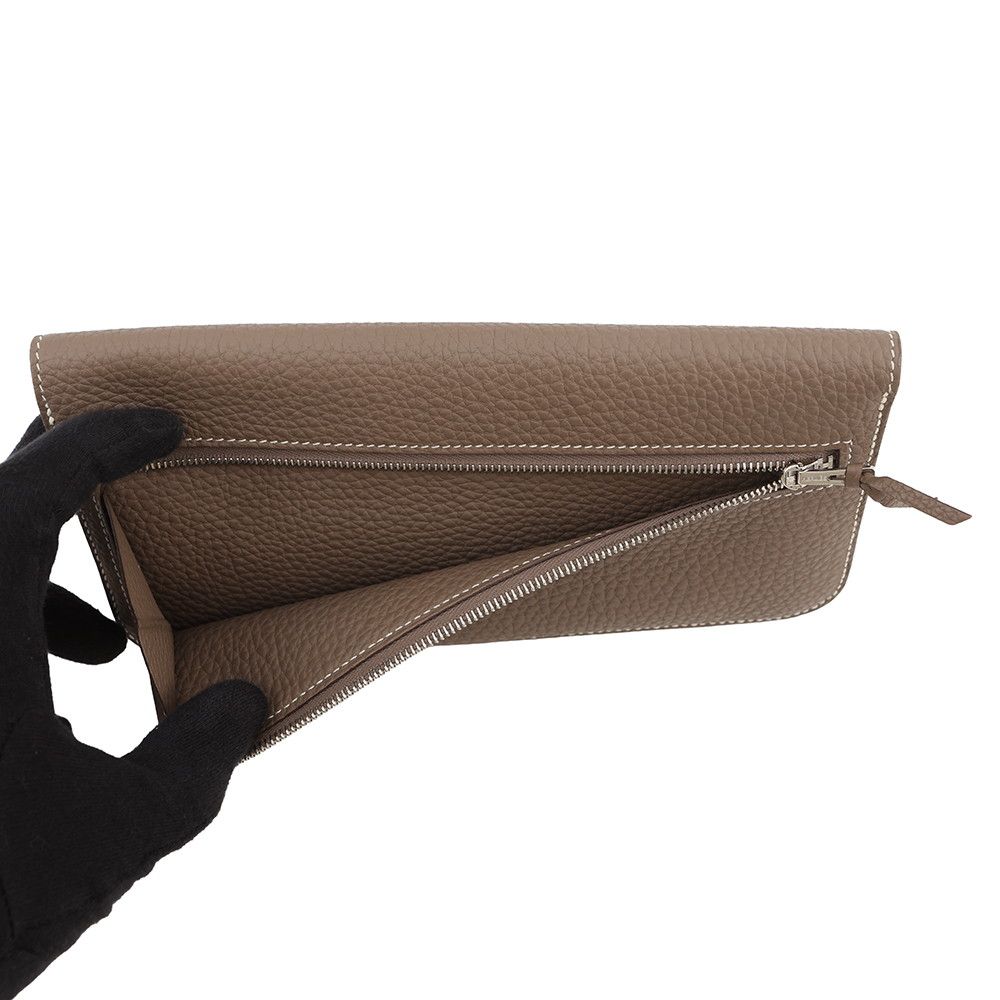 Hermes Wallet Dogon Long Etoupe Silver Togo — view 6