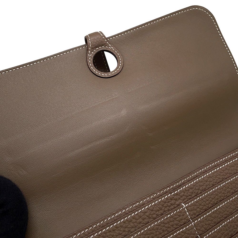 Hermes Wallet Dogon Long Etoupe Silver Togo — view 8