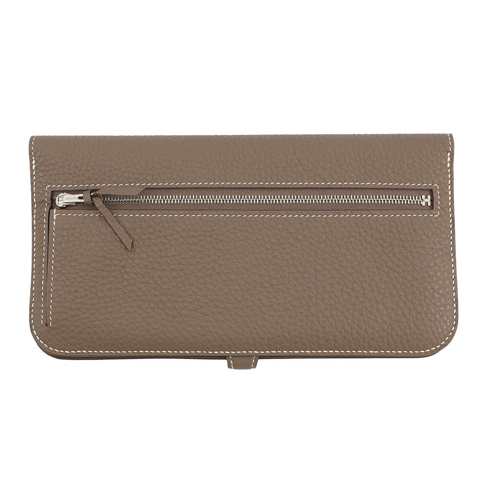 Hermes Wallet Dogon Long Etoupe Silver Togo — view 3
