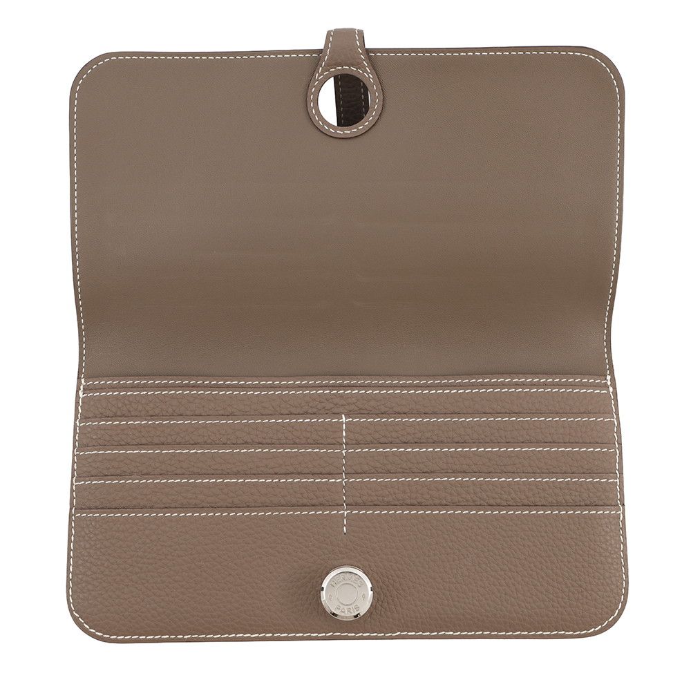 Hermes Wallet Dogon Long Etoupe Silver Togo — view 4