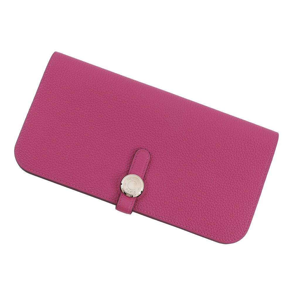 Hermes Wallet Dogon Long Rosepurple Silver Togo