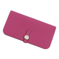 Hermes Wallet Dogon Long Rosepurple Silver Togo