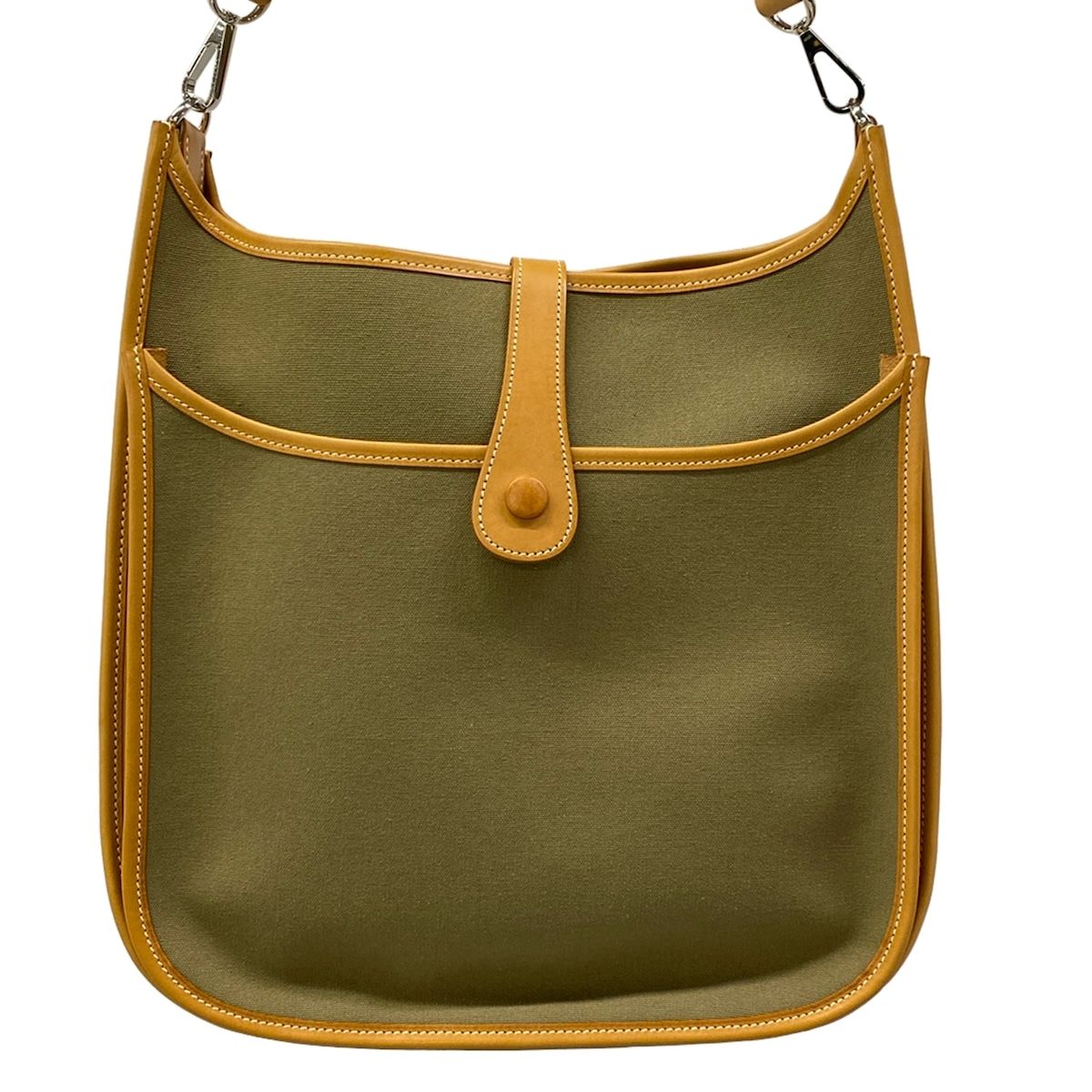 Hermes Shoulder Bag Evelyne GM Khaki Natural Leather — view 3