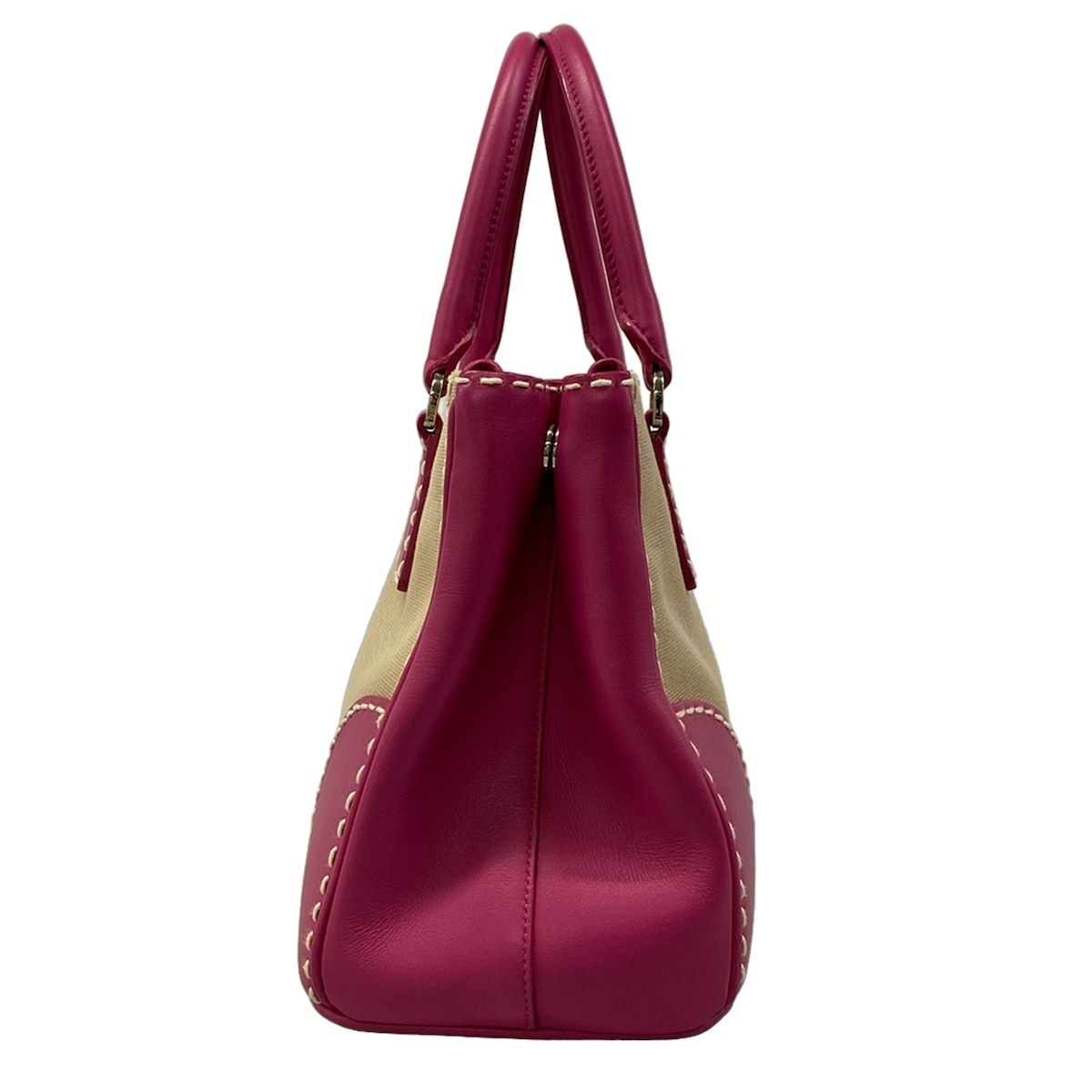 Prada Handbag Canapa City Beige Pink Leather — view 4