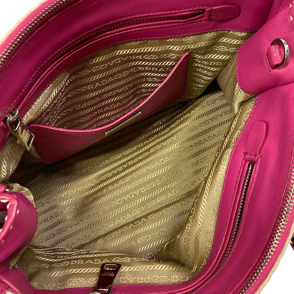 Prada Handbag Canapa City Beige Pink Leather — view 7