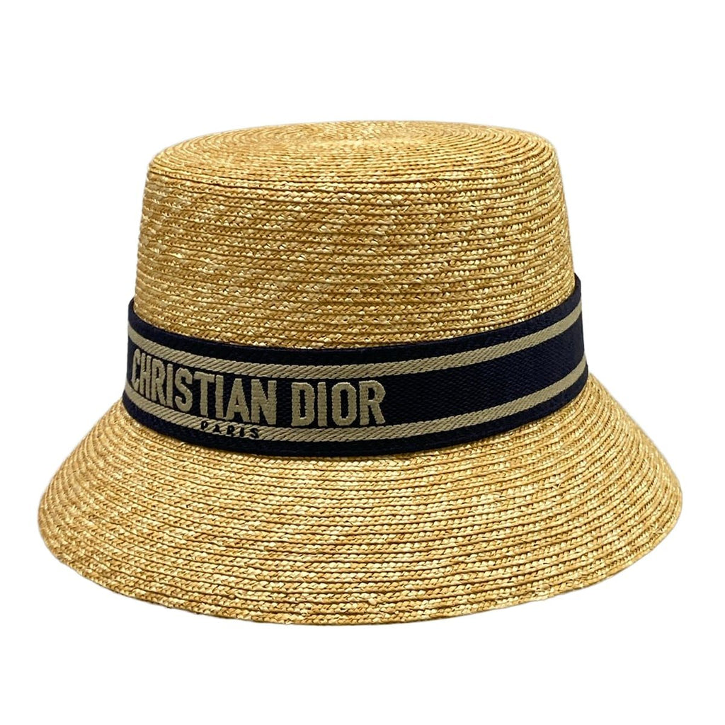 Dior Hat 57 Esoto Hat Beige Navy Light Gray Straw