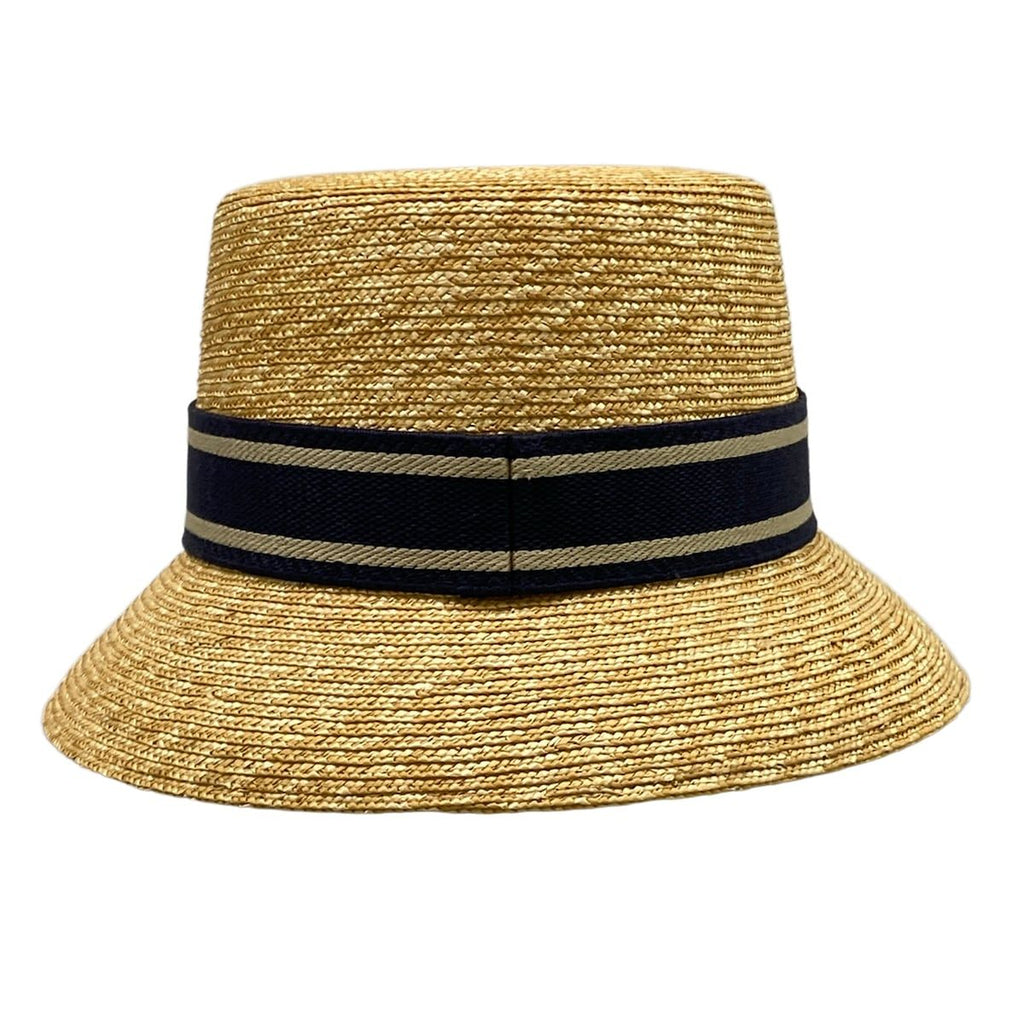 Dior Hat 57 Esoto Hat Beige Navy Light Gray Straw — view 3