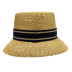 Dior Hat 57 Esoto Hat Beige Navy Light Gray Straw — view 3