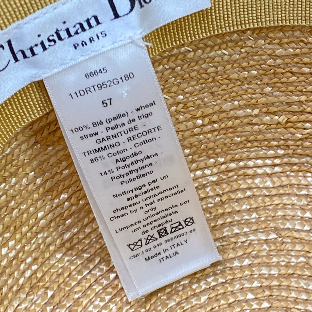 Dior Hat 57 Esoto Hat Beige Navy Light Gray Straw — view 6