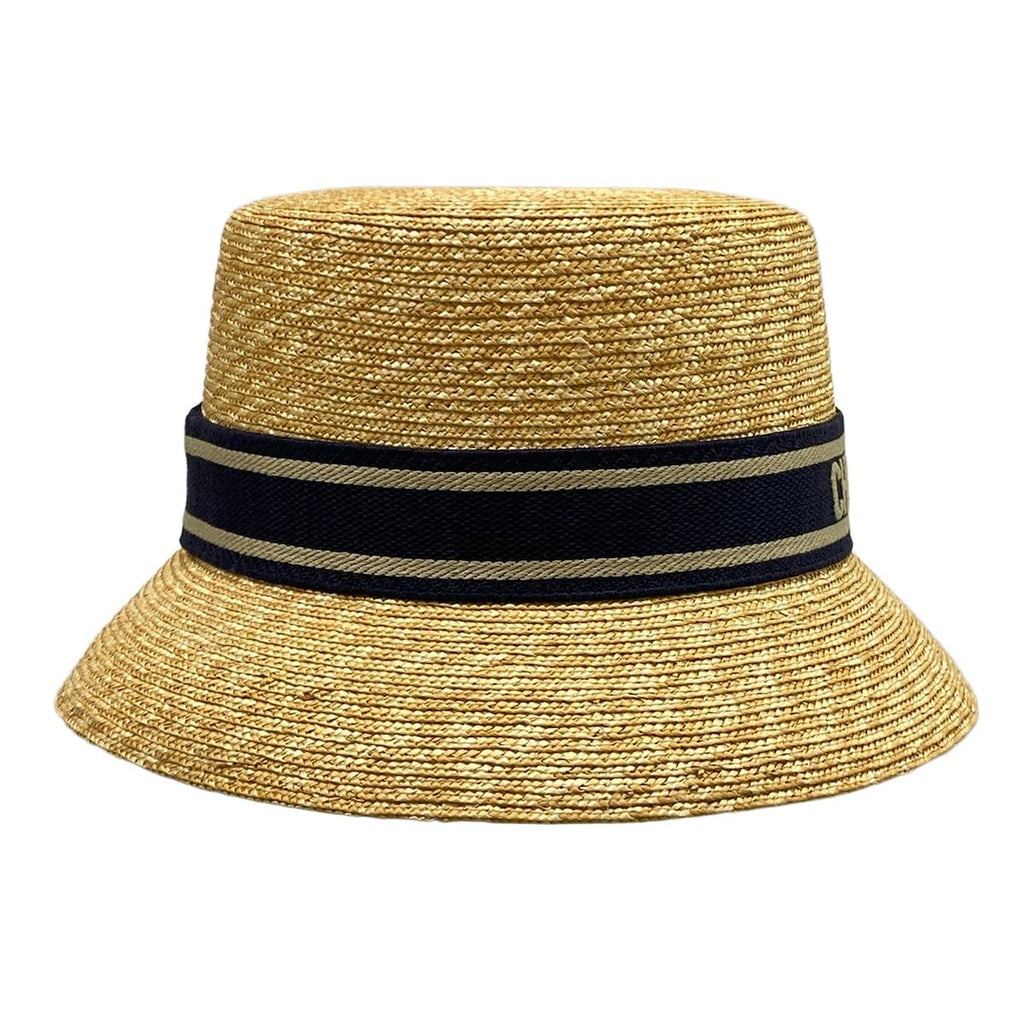 Dior Hat 57 Esoto Hat Beige Navy Light Gray Straw — view 2