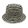 Chanel Hat M Black White Straw Hat Border Rhinestone CC Logo