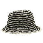 Chanel Hat M Black White Straw Hat Border Rhinestone CC Logo — view 2