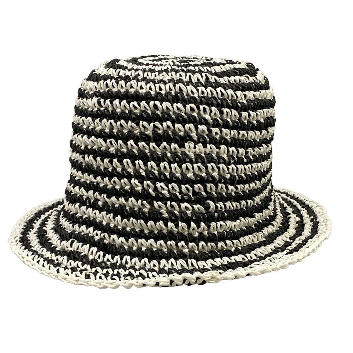 Chanel Hat M Black White Straw Hat Border Rhinestone CC Logo — view 3