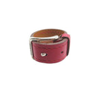 Hermes Belt Motif Scarf Ring Leather Stainless Steel Pink