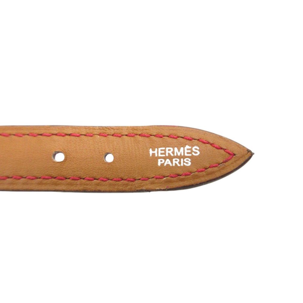 Hermes Belt Motif Scarf Ring Leather Stainless Steel Pink — view 5