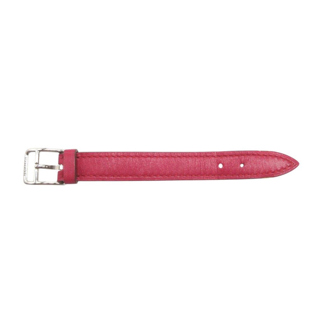Hermes Belt Motif Scarf Ring Leather Stainless Steel Pink — view 3
