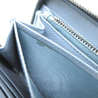 Prada Llama Ge Small Floral Triangle Logo Saffiano Leather Blue Wallet — view 6