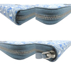 Prada Llama Ge Small Floral Triangle Logo Saffiano Leather Blue Wallet — view 7