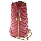 Gucci GG Marmont Mini Bucket Bag Chain Red Leather Gold — view 3