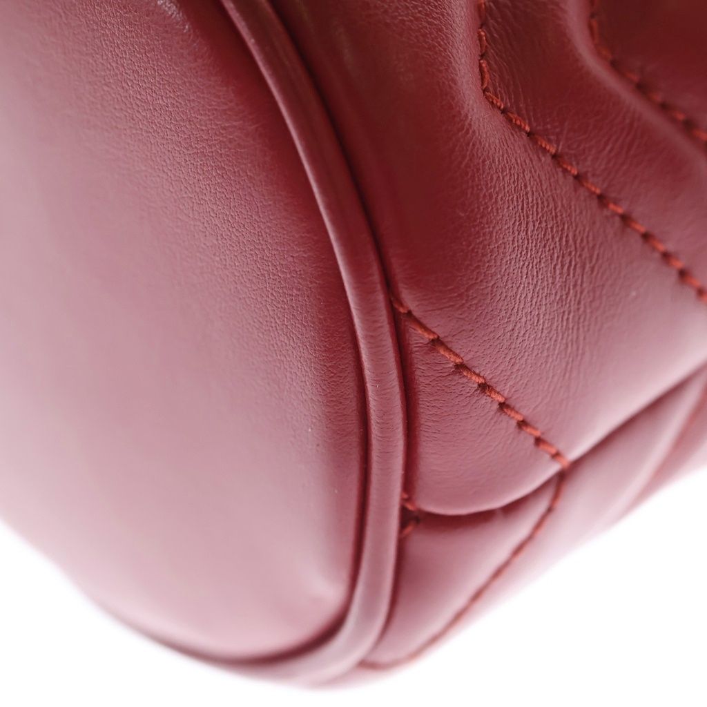Gucci GG Marmont Mini Bucket Bag Chain Red Leather Gold — view 5