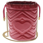 Gucci GG Marmont Mini Bucket Bag Chain Red Leather Gold — view 2