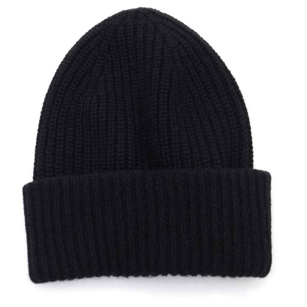 Celine Seamless Cashmere Triomphe Beanie Knit Hat Cap Black #tu — view 2