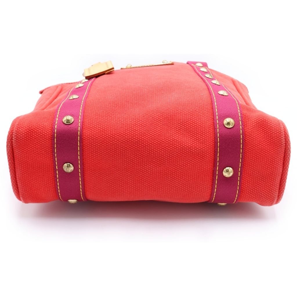 Louis Vuitton Antigua Cabas MM Rose Tote Red Canvas Gold — view 4