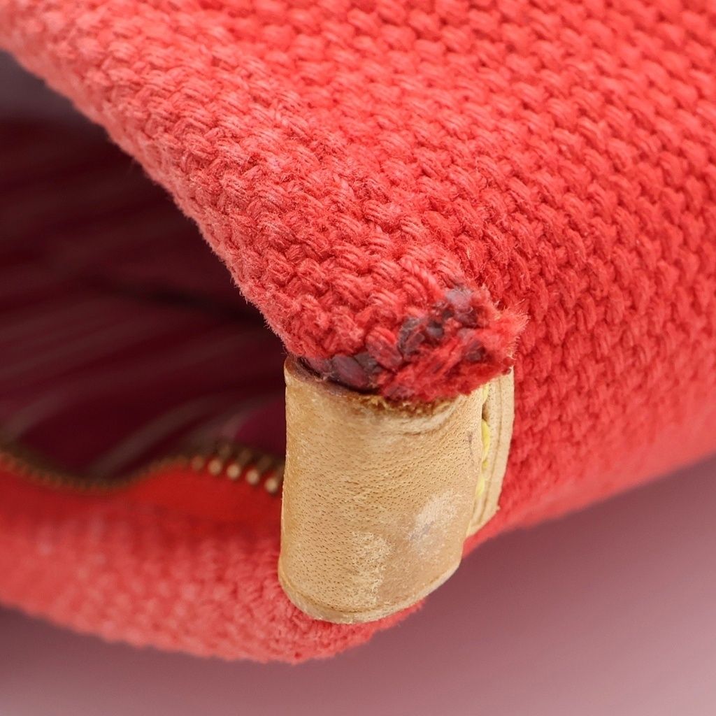 Louis Vuitton Antigua Cabas MM Rose Tote Red Canvas Gold — view 7