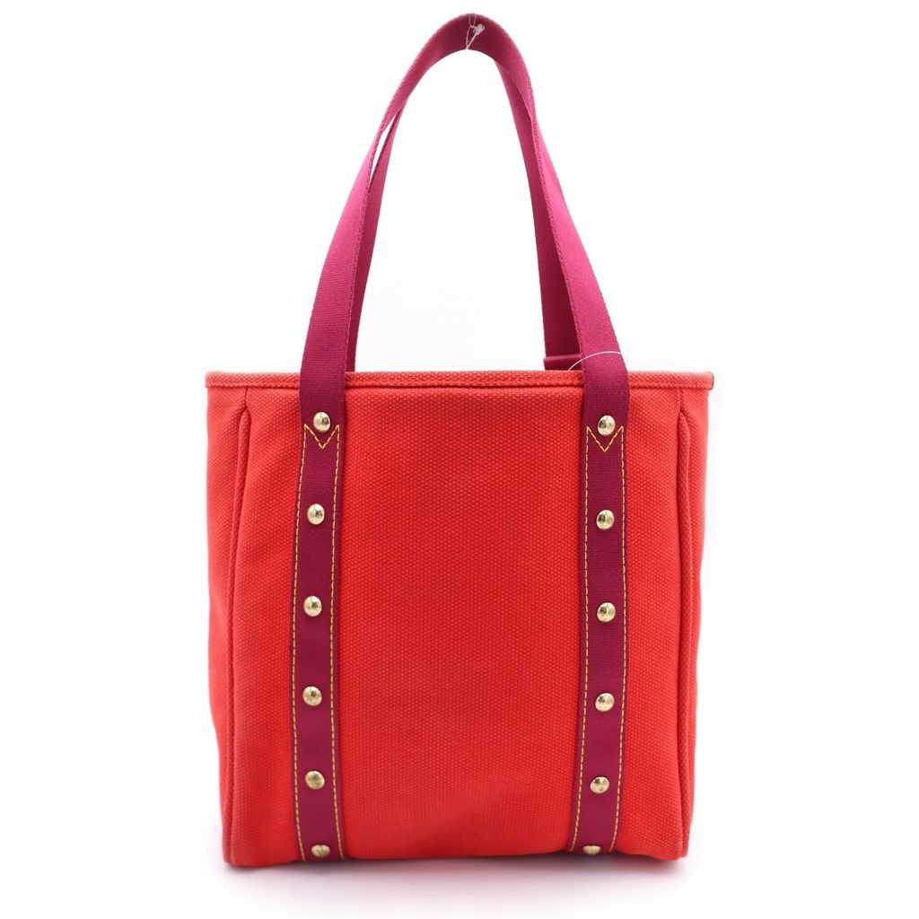 Louis Vuitton Antigua Cabas MM Rose Tote Red Canvas Gold — view 2