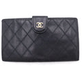 Chanel CC Logo Bicolor Wallet Card Case Black Leather Gold