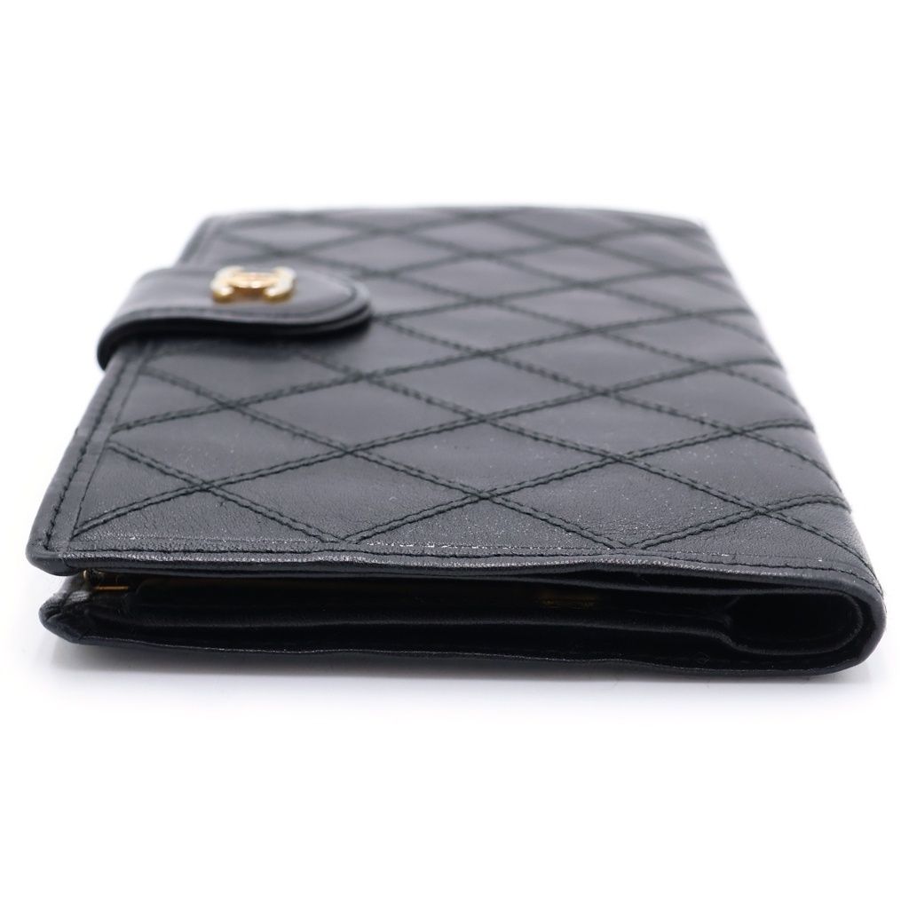 Chanel CC Logo Bicolor Wallet Card Case Black Leather Gold — view 3