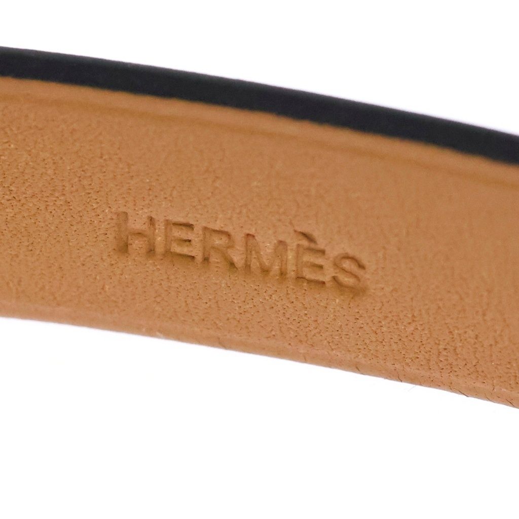 Hermes Touareg Leather Bangle Bracelet Silver Brown — view 5