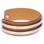 Hermes Leather Bangle Bracelet Silver Brown — view 3