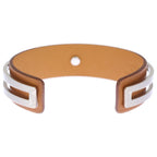 Hermes Leather Bangle Bracelet Silver Brown — view 2