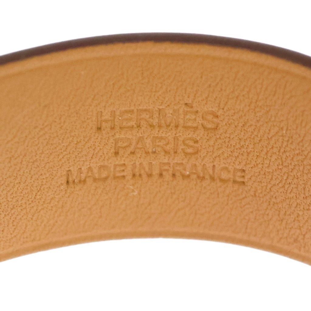 Hermes Leather Bangle Bracelet Silver Brown — view 5