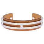 Hermes Leather Bangle Bracelet Silver Brown — view 4